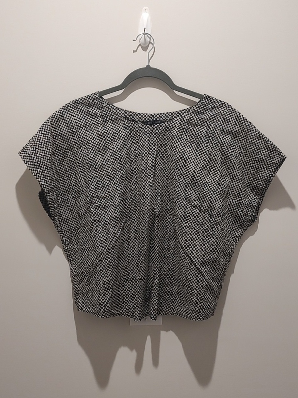 100 Organic Cotton By Eileen Fisher Black and White Geo Dot Boxy Blouse Casual